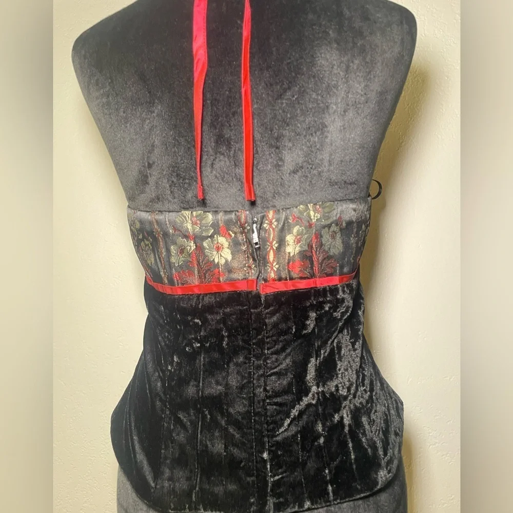 Y2K Scott McClintock Velvet Brocade Corset Top Gothic 6 Renfest Coquette Noir - Picture 5 of 8